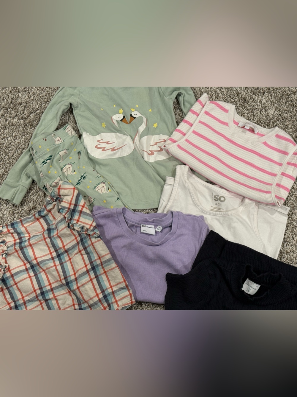 Kids bundle - Sage Green Swan Print and Assorted Tops